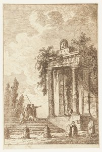 Escalier avec les quatre bornes frontières - Hubert Robert