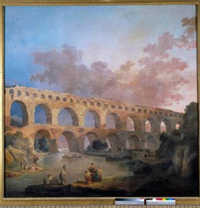 Vue du Pont du Gard. Peinture par Hubert Robert (1733-1808) 18ème siècle - Hubert Robert
