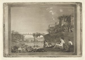 Paysage avec des nymphes se baignant - Hubertus van Hove