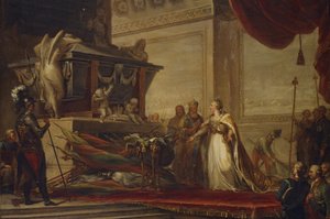 Catherine II déposant les trophées de la bataille de Chesma sur la tombe de Pierre le Grand, 1791