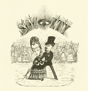 Société, avec un grand ŒIL (gravure) - Hugh Rowley