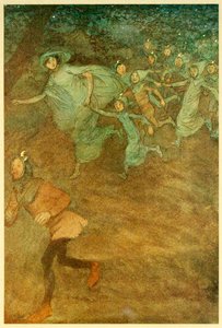 Entrée de Sir Hugh Evans, Anne Page et autres, de Les Joyeuses Commères de Windsor, 1910 - Hugh Thomson