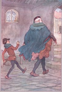 Sortent Falstaff et Robin (illustration de Les Joyeuses Commères de Windsor) - Hugh Thomson