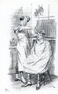 Franz Churchill se faisant couper les cheveux