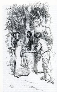Harriet, attaquée par des gitans (illustration) - Hugh Thomson