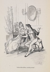 Assis à son coude, lisant des vers. Persuasion de Jane Austen - Hugh Thomson