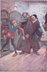 Vilain ! Larron ! (tirant Simple dehors) (illustration de Les Joyeuses Commères de Windsor) - Hugh Thomson