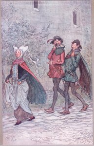 Quand Mme Bridget a perdu le manche de son éventail (illustration de Les Joyeuses Commères de Windsor) - Hugh Thomson