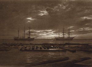 Mexique : tombée de la nuit, Laguna del Carmen, Etat de Campeche (photo n/b)