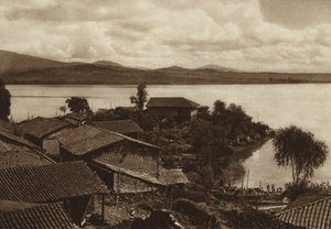 Mexique : Lagune de Patzcuaro, île de Xanicho (photo n/b)