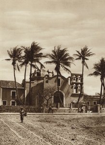 Mexique : Vera Cruz, église avec clocher (photo n/b) - Hugo Brehme
