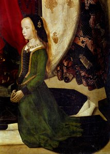 Triptyque de Portinari (détail) représentant une jeune fille en prière