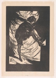 Jeune femme attachant les lacets de sa botte - Huib Luns