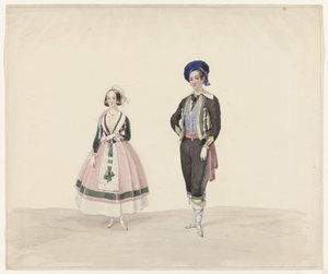 Homme et femme en costume historique, 1841 - Huib van Hove Bz