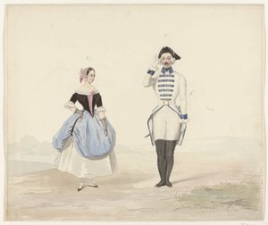 Homme et femme en costume historique, 1841 - Huib van Hove Bz