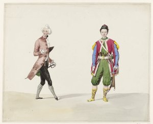 Deux hommes en costume historique, 1841 - Huib van Hove Bz