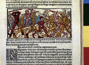 MAGYARS Combat de: Illustration du livre "Chronique de Hongrie"