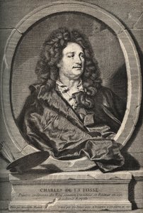 Portrait de Charles de La Fosse (1636-1716) peintre français - gravure par Dumchange d