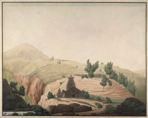 Le village de Barhaiti avec un temple au premier plan