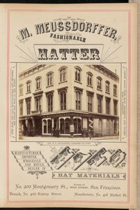 Vue du célèbre magasin de chapeaux de M. Meussdorffer - I. W. Taber
