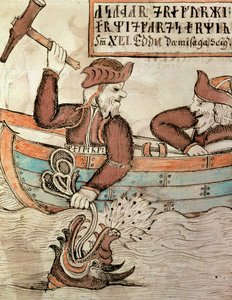 Thor pêchant le serpent de Midgard, depuis le bateau du géant Hymir - Icelandic School