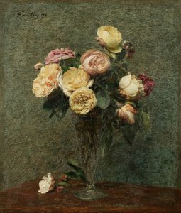 Nature morte : Roses dans un vase en verre - Ignace Henri Jean Fantin Latour