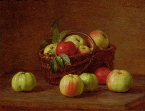 Pommes dans un panier et sur une table - Ignace Henri Jean Fantin Latour