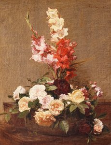 Glaïeuls et roses