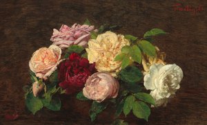 Roses de Nice sur une table - Ignace Henri Jean Fantin Latour