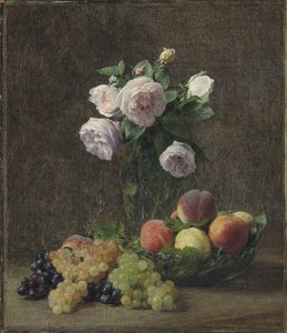 Vase de roses, pêches et raisins, 1894 - Ignace Henri Jean Fantin Latour