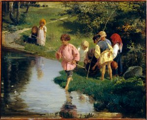 Enfants pêchant