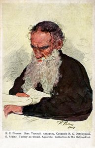 Léon Tolstoï au travail par Répine