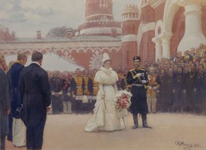 Nicolas II recevant les anciens des districts ruraux le 18 mai 1896 dans la cour du palais Petrovsky à Moscou, 1897 - Ilya Efimovich Repin