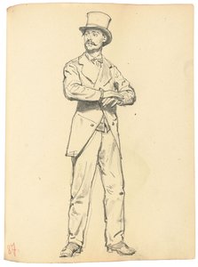 Étude pour "Un café parisien" : Homme debout avec un chapeau, jambes écartées, vers 1872-1875 - Ilya Efimovich Repin