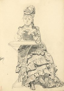 Femme assise à une table de café - Ilya Efimovich Repin