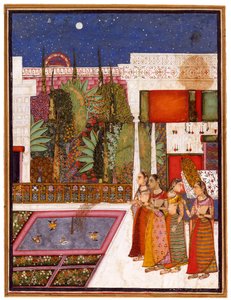 Quatre femmes dans un jardin de palais, milieu du XVIIIe siècle - Indian Art