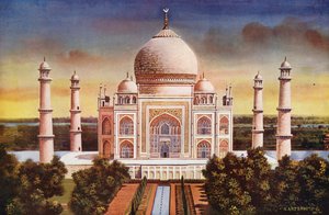 Agra : Taj Mahal, vue générale (photo couleur)