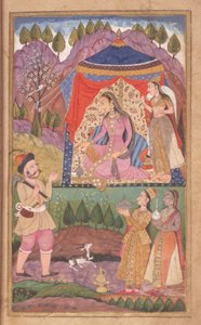 Folio 138 Farhad raconte ses aventures à la princesse Shirin, du Khusrau et Shirin, École Deccani, 1722 - Indian School
