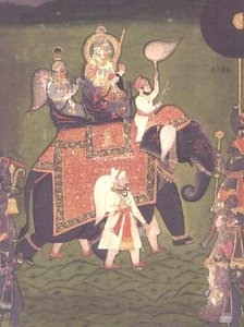 Rana Jawan Singh (1828-38) de Mewar chevauchant un éléphant caparaçonné, c.1835 - Indian School