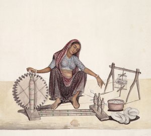Femme filant du coton, Bombay - Indian School