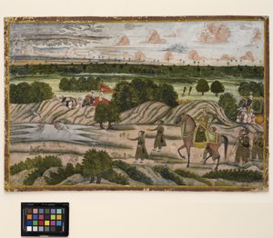 Un Nawab et ses serviteurs en expédition de chasse - Indian School