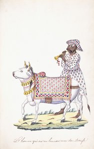 Un homme avec son bœuf, vers 1825 - Indian School