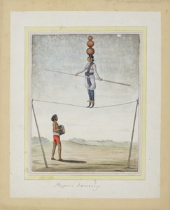 Acrobate sur une corde raide, batteur en dessous, c.1820 - Indian School