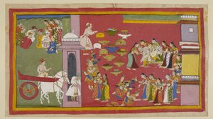Voyant ses fils et Sita vêtus de robes d