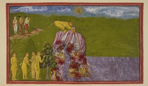 Sur les rives du grand océan, les singes se demandent comment le traverser pour atteindre Laṅkā - Indian School