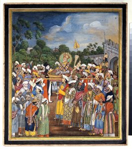 Akbar Shah II reçoit le Résident Britannique, vers 1810 - Indian School