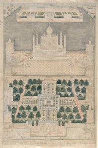 Vue aérienne du Taj Mahal à Agra, 1790-1810 - Indian School