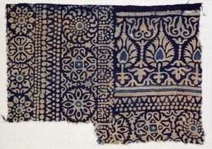 Fragment de textile imprimé au bloc, indien - Indian School