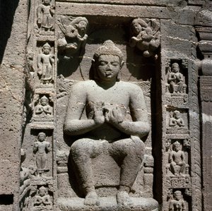 Bouddha, statue sculptée dans la grotte 19 - Indian School