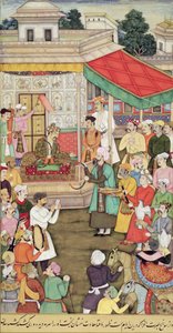 Akbar (r.1556-1605) reçoit des cadeaux des ambassadeurs de Badakhshan, de l